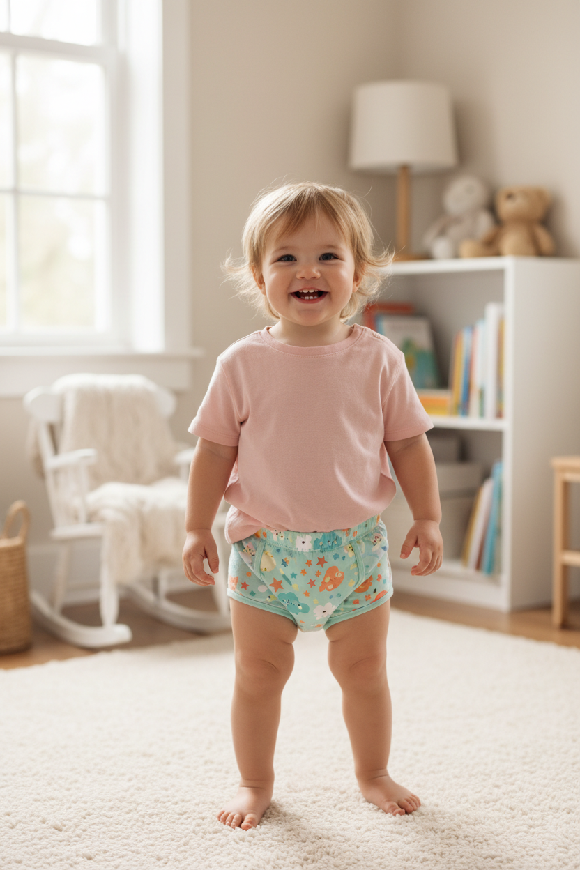 Bébé debout culotte apprentissage
